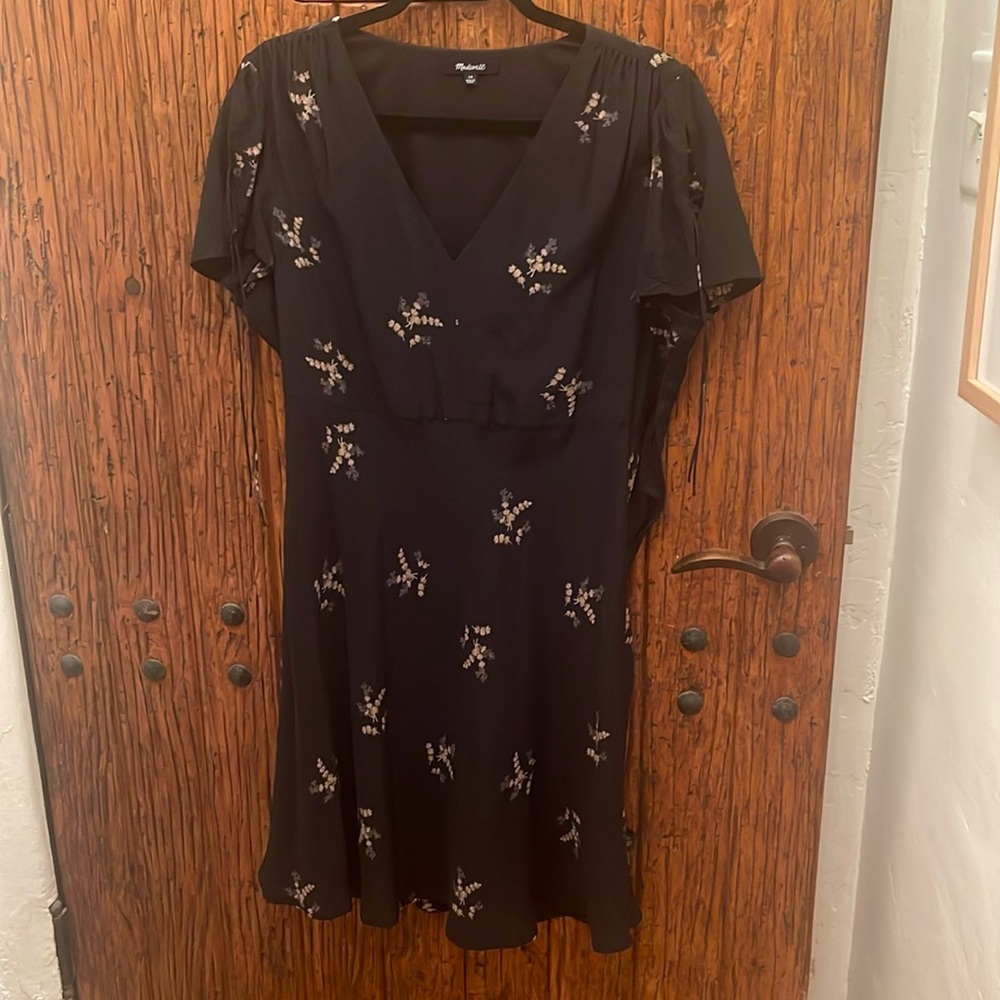 Black mini dress with small flowers